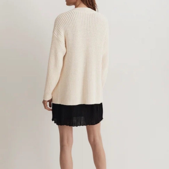 Madewell Textural Stitch V Neck Cardigan Sweater Cream Button-Up Size Small - Picture 11 of 17